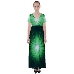 Green Blast Background High Waist Short Sleeve Maxi Dress by Mariart