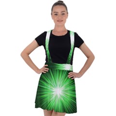 Green Blast Background Velvet Suspender Skater Skirt by Mariart