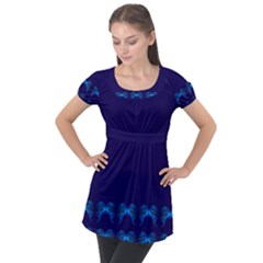 Bluemetal Butterfly Puff Sleeve Tunic Top by ADFGoddess