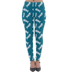 Fish Teal Blue Pattern Lightweight Velour Leggings by snowwhitegirl