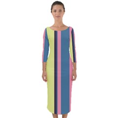 Stripes Colorful Wallpaper Seamless Quarter Sleeve Midi Bodycon Dress by Vaneshart