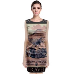 Vintage Travel Poster Grand Canyon Classic Sleeveless Midi Dress by Vaneshart