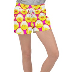 Pop Art Tennis Balls Women s Velour Lounge Shorts by essentialimage