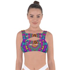 Fern  Mandala  In Strawberry Decorative Style Bandaged Up Bikini Top by pepitasart