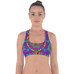 Fern  Mandala  In Strawberry Decorative Style Cross Back Hipster Bikini Top  by pepitasart