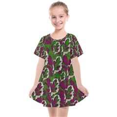 Green Fauna And Leaves In So Decorative Style Kids  Smock Dress by pepitasart