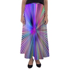 Rays Colorful Laser Ray Light Flared Maxi Skirt by Bajindul