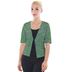 Network Communication Technology Cropped Button Cardigan by Bajindul