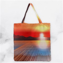 Sunset Water River Sea Sunrays Grocery Tote Bag by Mariart