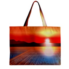 Sunset Water River Sea Sunrays Zipper Mini Tote Bag by Mariart