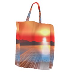 Sunset Water River Sea Sunrays Giant Grocery Tote by Mariart