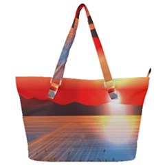 Sunset Water River Sea Sunrays Full Print Shoulder Bag by Mariart