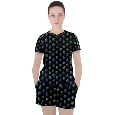 Abstract Green Design Scales Women s Tee And Shorts Set by Wegoenart