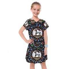 Spain Catalonia Montserrat Church  Stained Glass Kids  Drop Waist Dress by Wegoenart