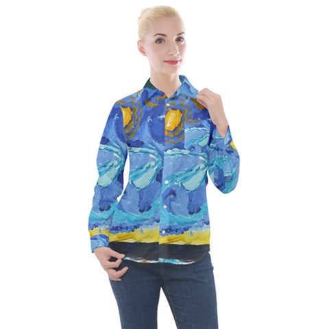 Painting Illustrations Vincent Van Gogh Women s Long Sleeve Pocket Shirt by Wegoenart