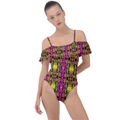 Abstract 41 Frill Detail One Piece Swimsuit by ArtworkByPatrick