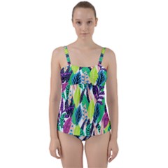 Leaves  Twist Front Tankini Set by Sobalvarro