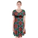 Pattern  Short Sleeve V-neck Flare Dress View1