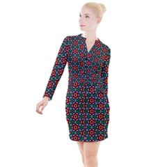 Pattern  Button Long Sleeve Dress by Sobalvarro