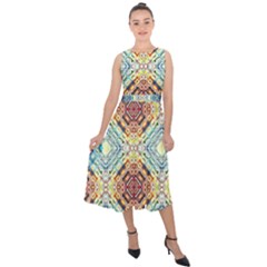 Pattern Midi Tie-back Chiffon Dress by Sobalvarro