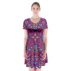 Kaleidoscope  Short Sleeve V-neck Flare Dress by Sobalvarro