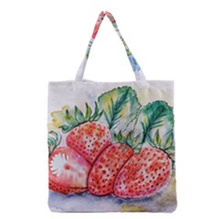 Strawberry Watercolor Figure Grocery Tote Bag by Wegoenart