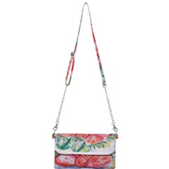 Strawberry Watercolor Figure Mini Crossbody Handbag by Wegoenart