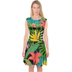 Tropical Greens Capsleeve Midi Dress by Sobalvarro