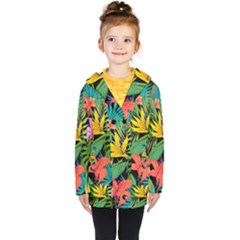 Tropical Greens Kids  Double Breasted Button Coat by Sobalvarro