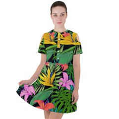 Tropical Greens Short Sleeve Shoulder Cut Out Dress  by Sobalvarro