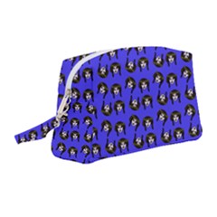 Retro Girl Daisy Chain Pattern Blue Wristlet Pouch Bag (medium) by snowwhitegirl