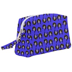 Retro Girl Daisy Chain Pattern Blue Wristlet Pouch Bag (large) by snowwhitegirl