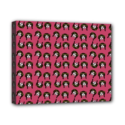 Retro Girl Daisy Chain Pattern Pink Canvas 10  X 8  (stretched) by snowwhitegirl