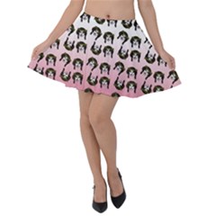 Retro Girl Daisy Chain Pattern Velvet Skater Skirt by snowwhitegirl