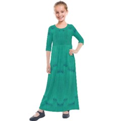 Love To One Color To Love Green Kids  Quarter Sleeve Maxi Dress by pepitasart