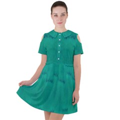 Love To One Color To Love Green Short Sleeve Shoulder Cut Out Dress  by pepitasart