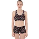 Vintage Hippie Girl Pattern Black Work It Out Gym Set View1