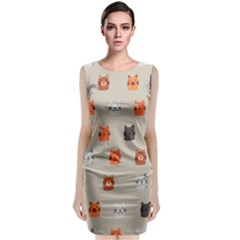 Cat Faces Pattern Classic Sleeveless Midi Dress by Vaneshart