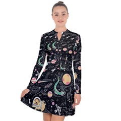 Animals Galaxy Space Long Sleeve Panel Dress by Vaneshart