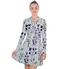 Dark Tone Plant Pattern Long Sleeve Panel Dress by Vaneshart