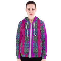 Flowers In A Rainbow Liana Forest Festive Women s Zipper Hoodie by pepitasart