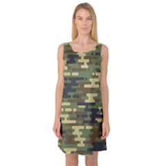 Curve Shape Seamless Camouflage Pattern Sleeveless Satin Nightdress by Vaneshart