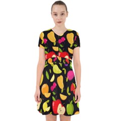 Vector Seamless Summer Fruits Pattern Black Background Adorable In Chiffon Dress by Vaneshart