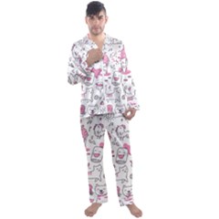 Set Kawaii Doodles Men s Satin Pajamas Long Pants Set by Vaneshart