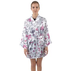 Set Kawaii Doodles Long Sleeve Satin Kimono by Vaneshart