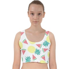 Vector Seamless Pattern With Pineapples Velvet Racer Back Crop Top by Vaneshart