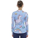 Unicorn Seamless Pattern Background Vector V-Neck Long Sleeve Top View2