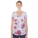 Vector Hand Drawn Cosmos Flower Pattern Short Sleeve Front Detail Top View1