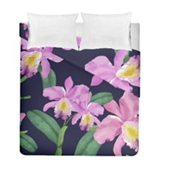 Vector Hand Drawn Orchid Flower Pattern Duvet Cover Double Side (full/ Double Size) by Sobalvarro