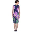 Vector Hand Drawn Orchid Flower Pattern Sleeveless Velvet Midi Dress View2